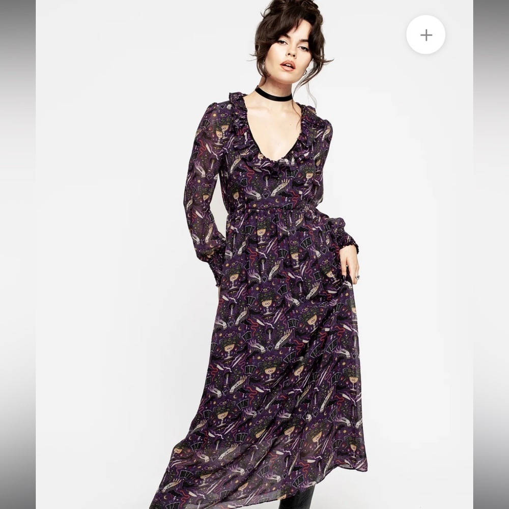 Disturbia Mystic Puff Sleeve Maxi Dress in Purple